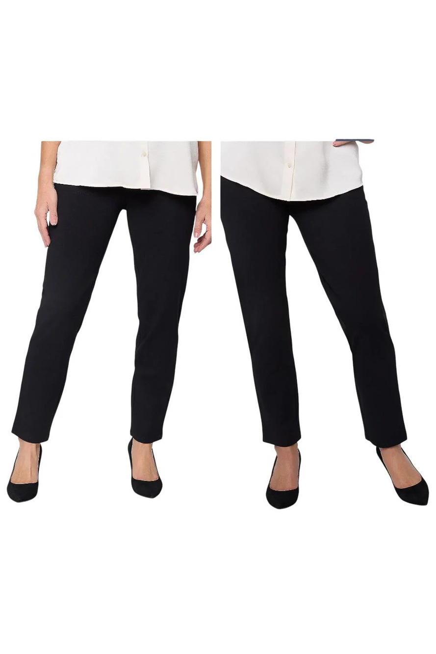 Women with Control Women`s 2-Pack Slim Ankle Icon Pant Black - Regular
